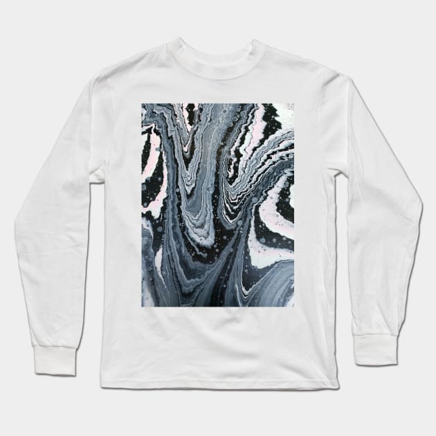 Pink, black and white with cells Long Sleeve T-Shirt by Kim-Pratt